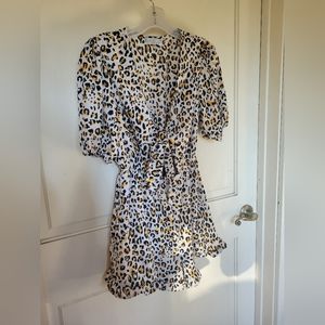 Animal print tie front romper